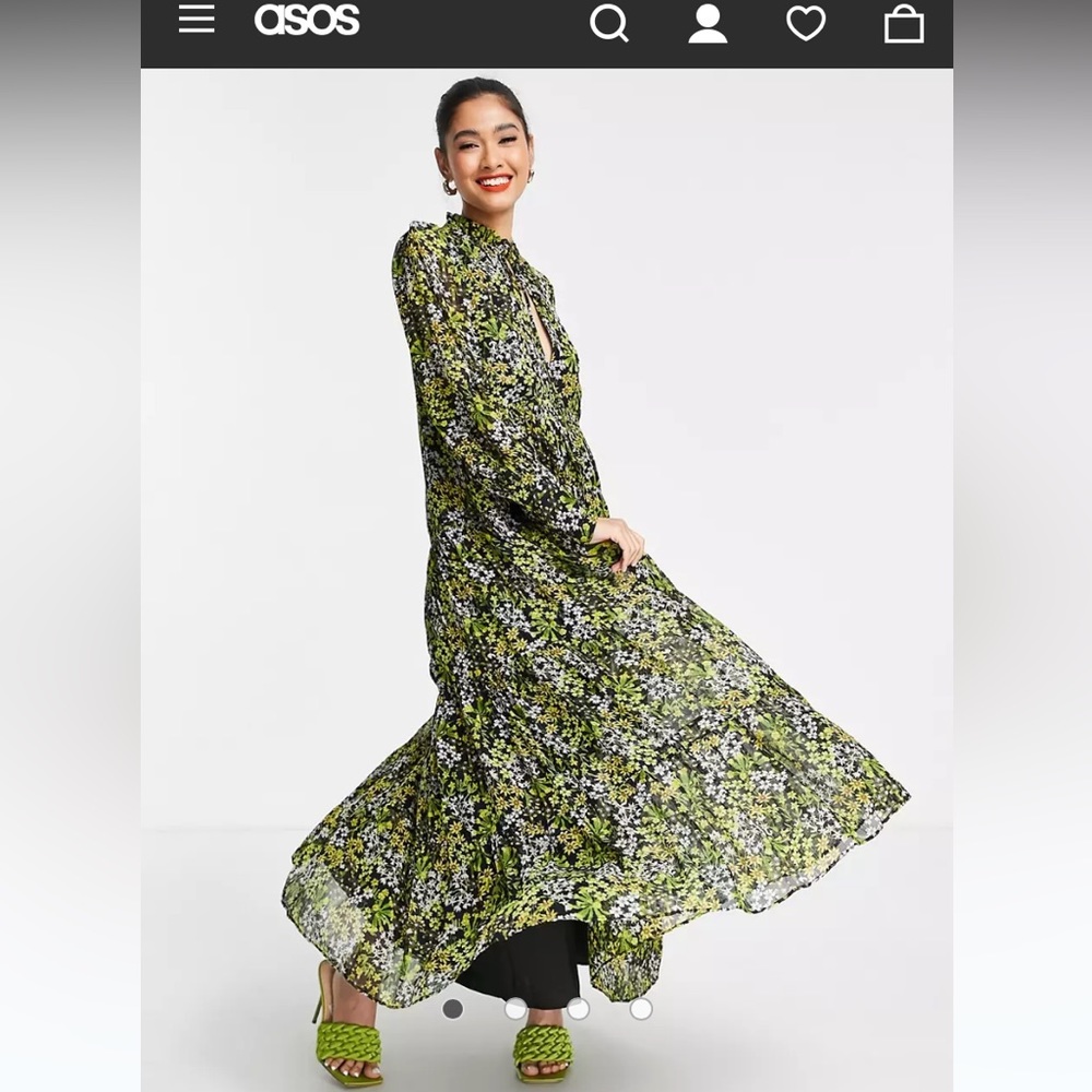 NWT ASOS EDITION tiered maxi dress in ditsy floral print in black